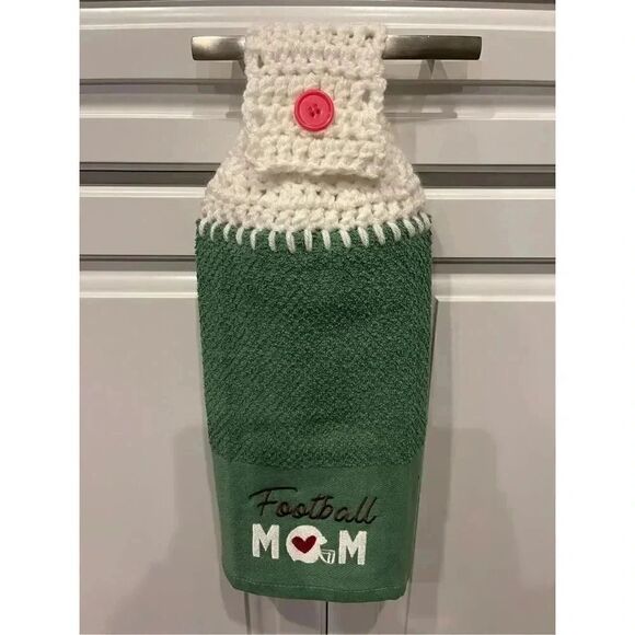 Crochet Top Kitchen Towel- Football Mom - Picture 3 of 3